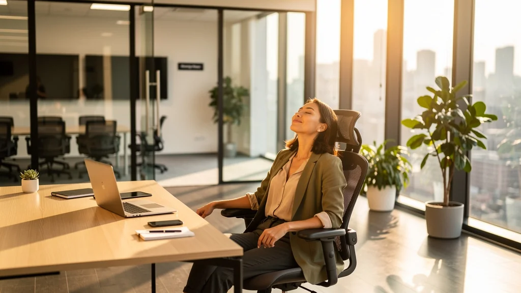 Professionnelle détendue après avoir limité les réunions inutiles dans son organisation professionnelle