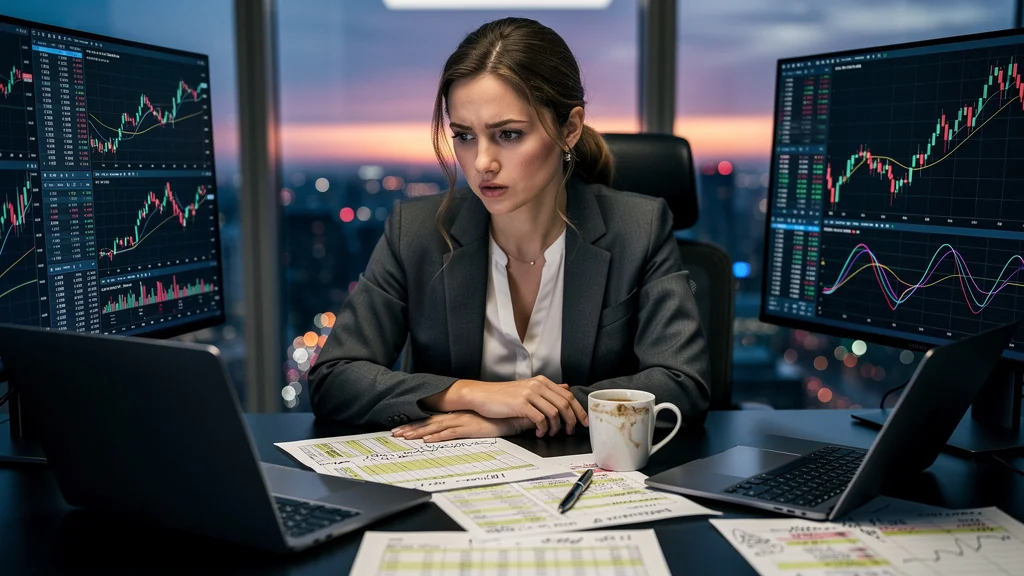 Femme découvrant une erreur sur la rentabilité nette faute de croisement des sources financières