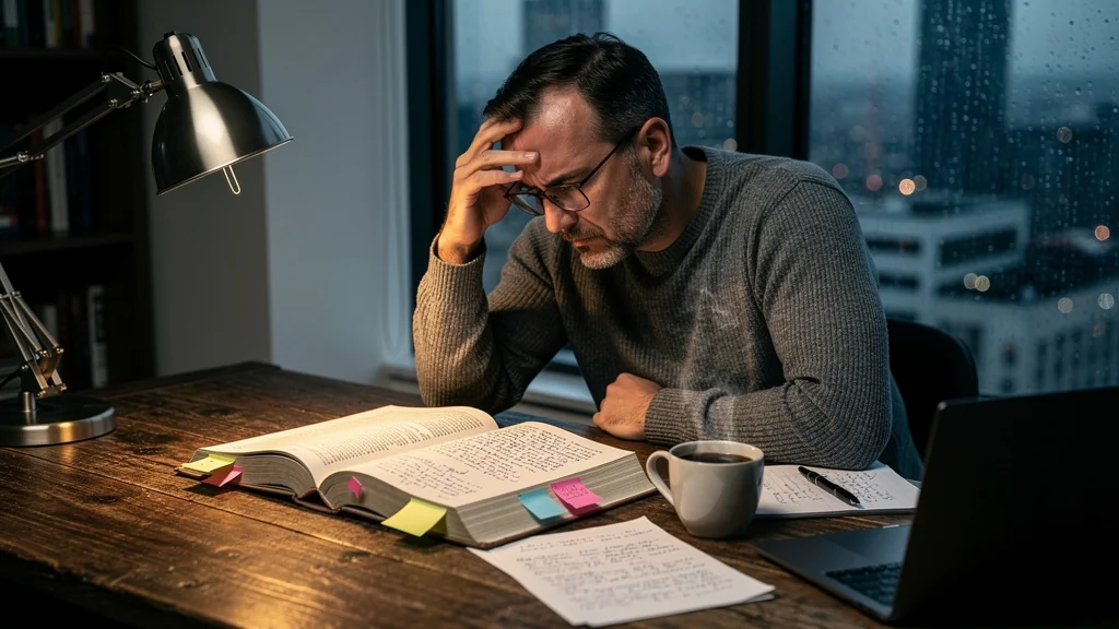Homme réfléchissant à ses déceptions après lecture de livres de finance comportementale