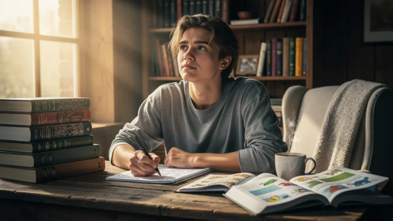 Homme pensif réalisant que les guides pratiques valent mieux que les essais théoriques