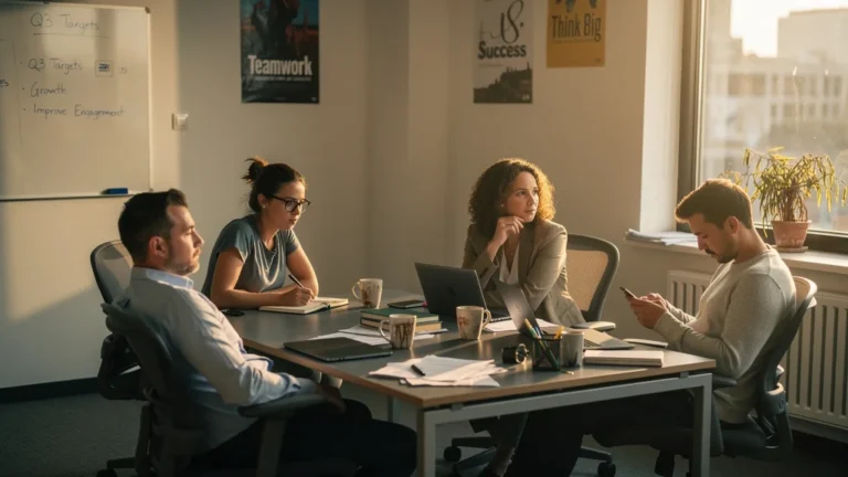 Bureau PME montrant un manque visible de culture d’entreprise et de lien entre collaborateurs