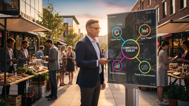Analyse des 5 forces de Porter appliquée au marché local avec impact des substituts en commerce local