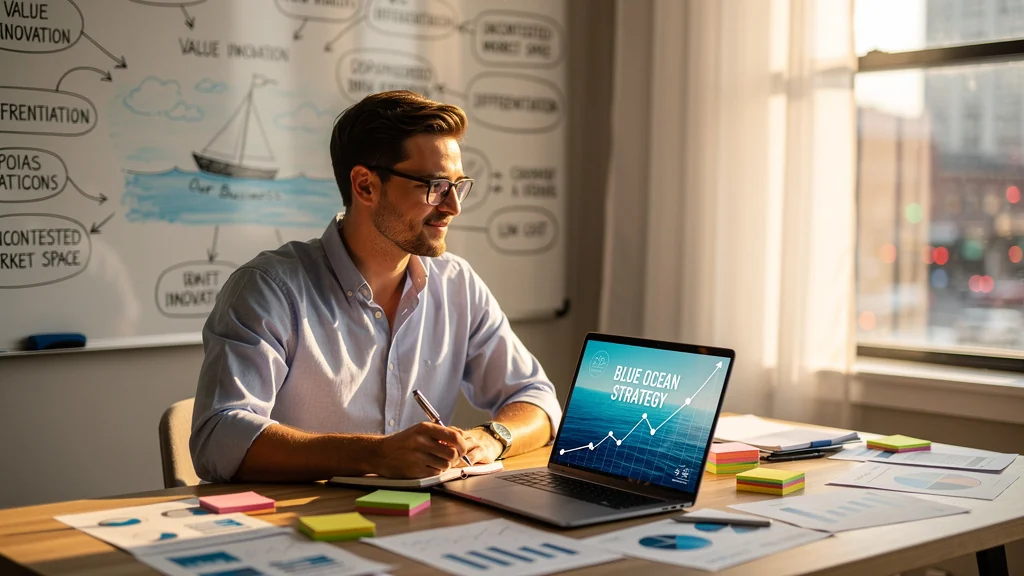 Espace de travail d'une très petite entreprise illustrant la stratégie Blue Ocean en action