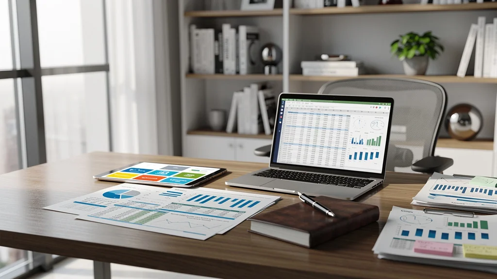 Bureau moderne avec documents financiers pour illustrer comment faire un bilan prévisionnel précis